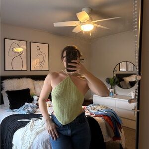 Princess Polly Green Halter Crochet Top!